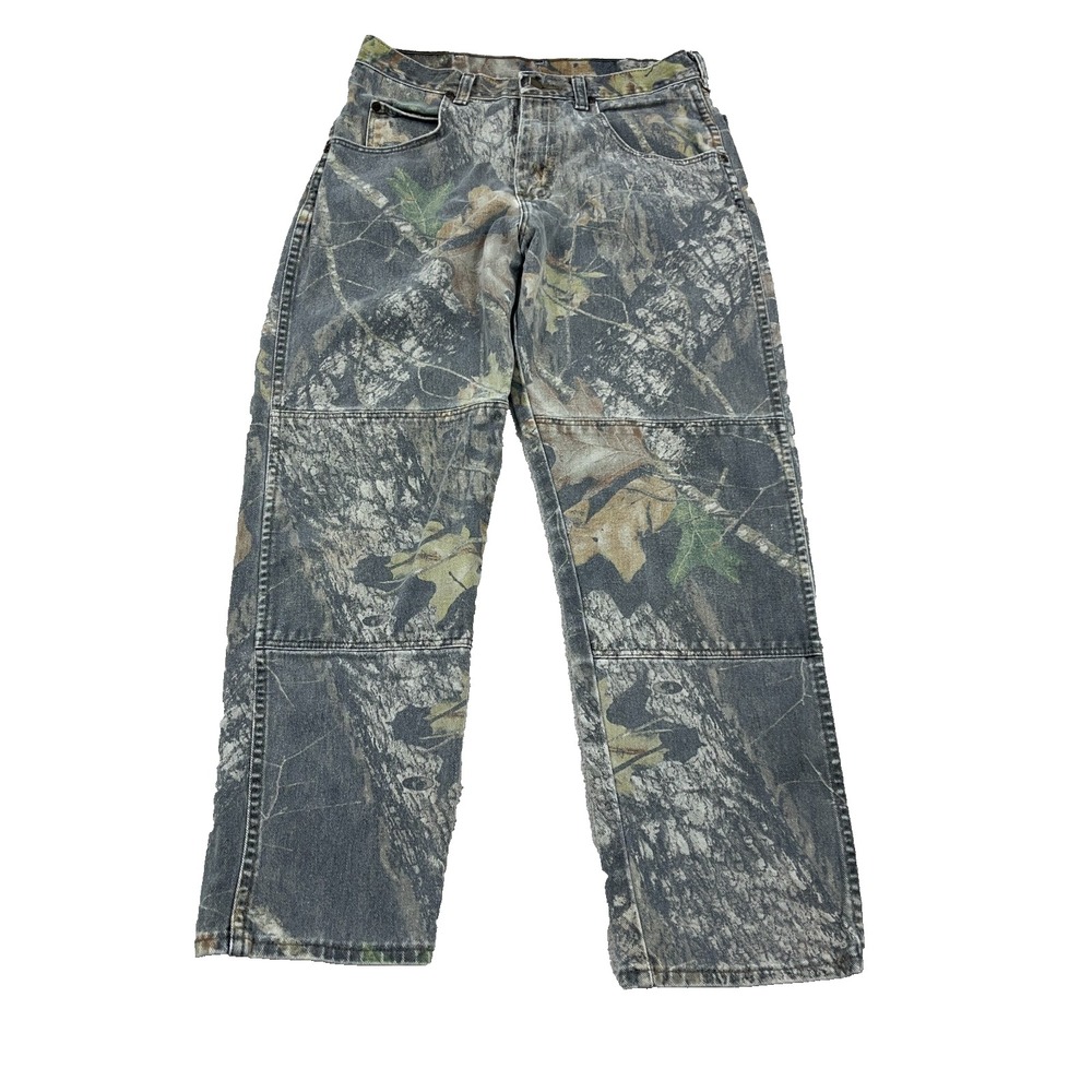 Vintage Wrangler Camo Jeans Men 28x27 Realtree Hardwood Baggy Y2K Double Knee *